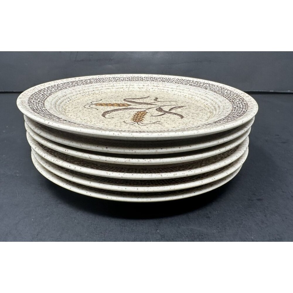6 HOMER LAUGHLIN COUNTRY WHEAT 7" Plates Table Fair Homestead Harlequin Speckled - Picture 6 of 13
